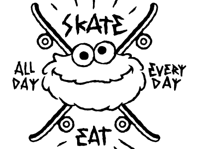 Cookie Skater cookie monster hand lettering sesame street skating street