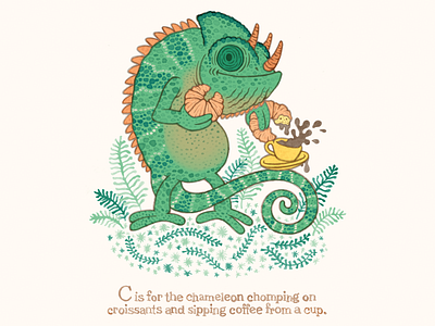 C is for chameleon chameleon childrens books childrens illustration hand lettering illustration typography watercolor