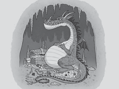 Treasure Dragon character design childrens books dragon fantasy illustration texture treasure treasure chest watercolor