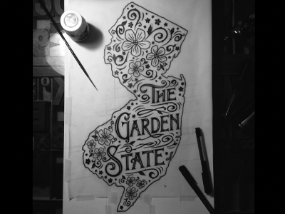 The Garden State (ink) hand lettering illustration lettering ligature new jersey nj type typography victorian