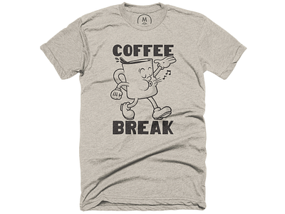 Coffee Break on Cotton Bureau apparel cartoon coffee cotton bureau lettering tee tshirt typography vintage