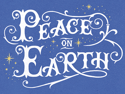 Peace on Earth christmas gold hand lettering holidays lettering royal blue texture type typography victorian
