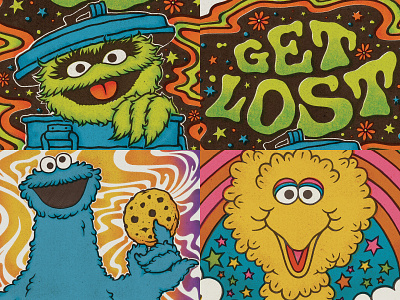 TOP 4 of 2018 70s big bird cookie monster hand lettering illustration oscar the grouch psychedelia psychedelic sesame street typography