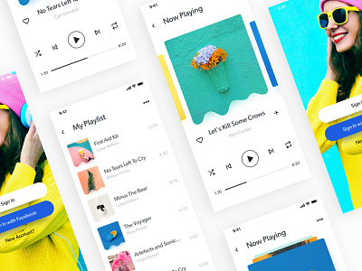 Music Player Concept animation branding design flat lettering music app player typography ui ux vector
