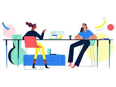 Chit-chat after effects brevio character design colorful desk flat illustration laptop motion video photoshop woman work