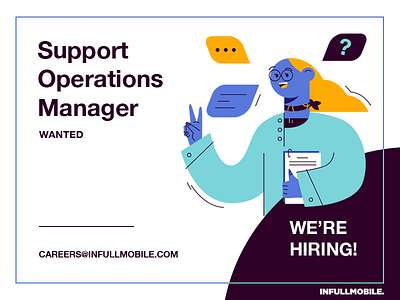 Support Operations Manager careers design girl glasses happiness illustration job offer manager peace uiux