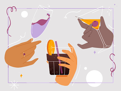 Happy New Year! adobe design drinks hands happynewyear illustration party photoshop wine