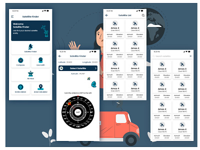 Satellite Finder App all app design graphic design illustration mobile app satellite finder app ui user interface ux