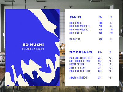 matcha bar menu! logo matcha suomi visual identity