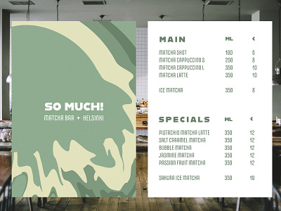 matcha bar menu graphic design logo matcha menu suomi visual identity