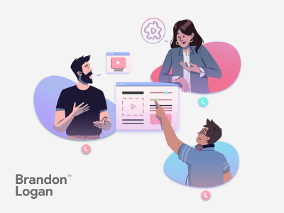 BRANDON LOGAN exploration for landing design drawing illustration landing ui vector