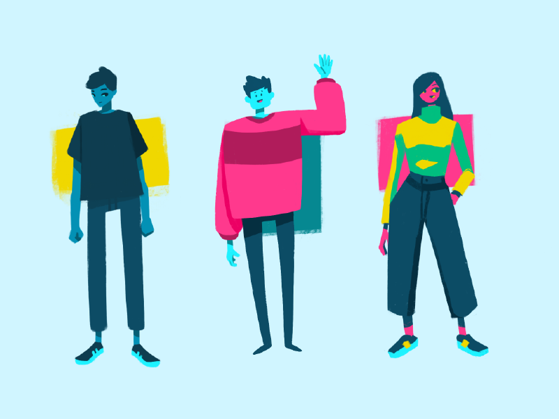 Character explorations colorful characters explorations fashion personas illustration character design