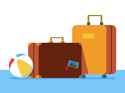 Suitcases beach illustration suitcase travel vacation vector