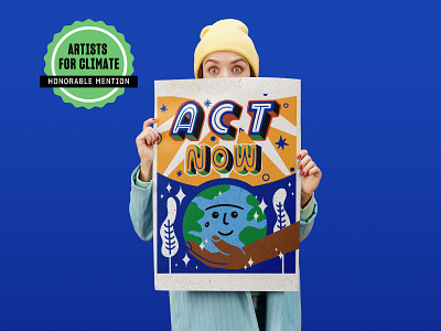 Artists For Climate - Honorable Mention (Camila Leão) art artists for climate care climate action climate change colorful contest earth eco ecology flyer graphic design hand human illustration lettering planet poster typography