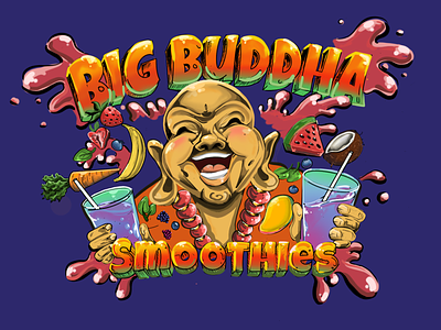 "BigBuddhaSmoothies" Logo branding design details digital art graphic design logo