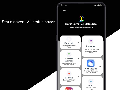 Status Saver - All Status Save /UI UX Design 3d app app design art branding design graphic design icon illustration illustrator logo ui uiux ux vector