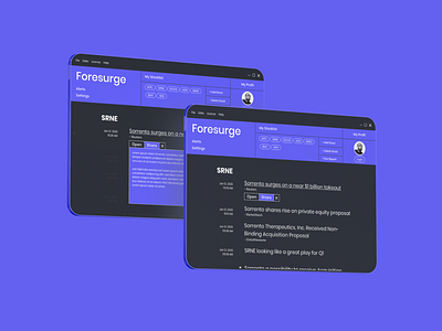 Forsurge finance news stock ui ux webapplication webdesign