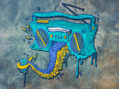 Boombox boombox digital illustration tentacle