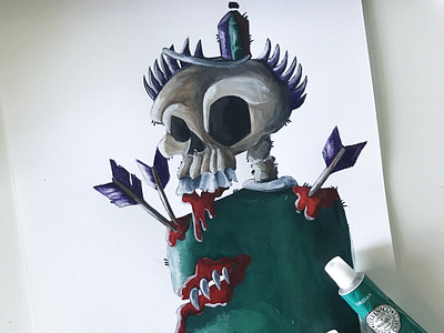 Skelly acrylic character art illustration painting skeleton skull spooky