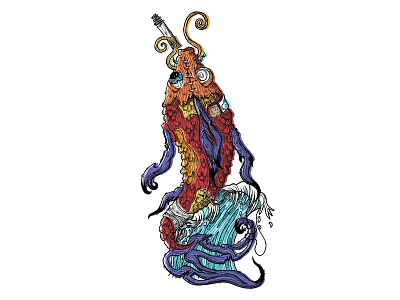The Badass Koi Pest badass character art digital drawing fish illustration koi vector