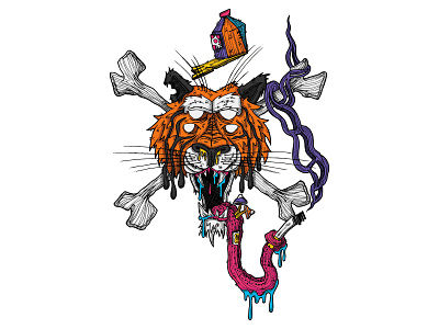 Jolly Stripes badass character art digital illustration tiger urban vector