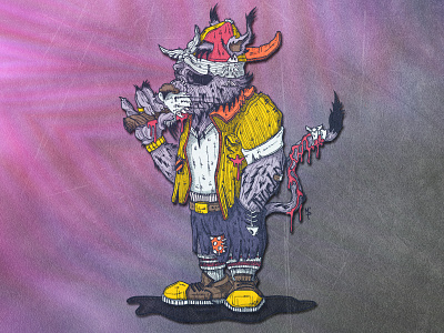 Pedro badass cat character art digital art gangster illustration thug vector