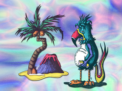 Froot Looped bird character art digital drawing illustration island toucan vector