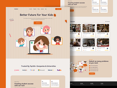 Kids Education Website design 2022 2050 trend branding design e learn educatiom elearnin graphic design illustration typography ui design ux vector