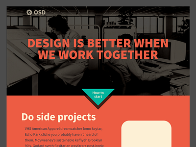 OSD Homepage Design call to action homepage orange product red teal work in progress