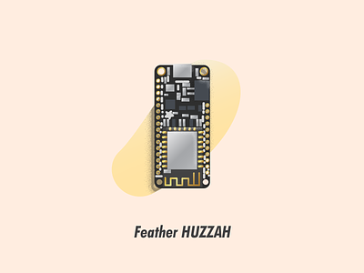 Feather HUZZAH circuit board illustration illustrator