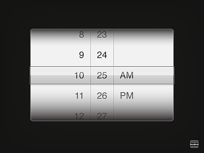 Date Spinner Dark Background component dark date glass illustrator lighting mobile ui vector