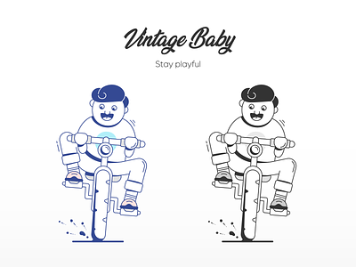 Vintage Baby 2d adventure character cycling design detail fun illustration outline playful ui vector vintage