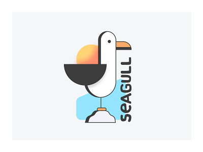 seagull 2d character design detail illustration line minimal outline typography vector