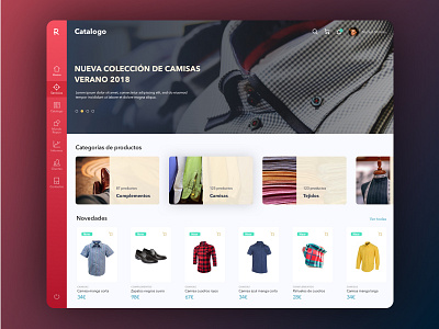 Catalogo e-commerce backoffice card categories e commerce list product page shirt shopping slide ui ux web website