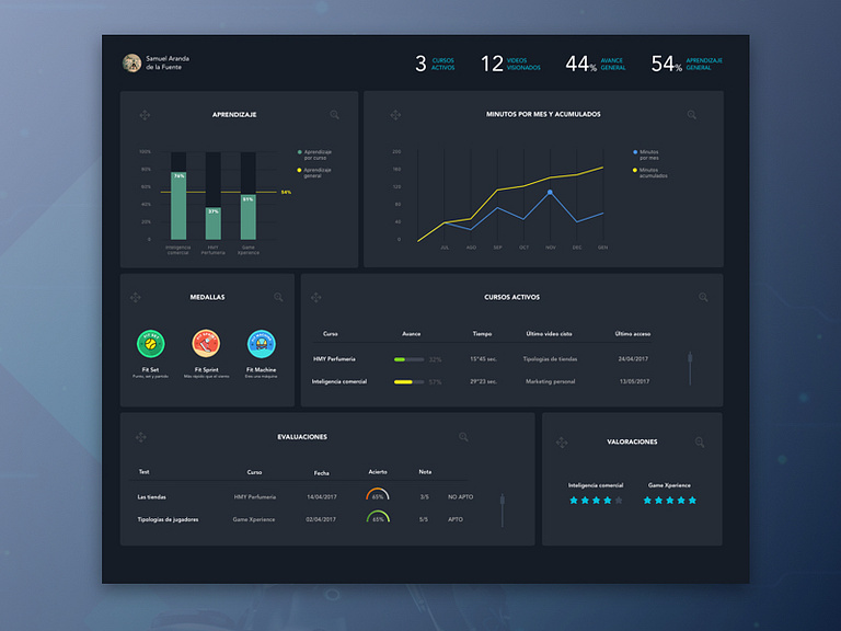 User Dashboard by Tommaso Tavormina on Dribbble