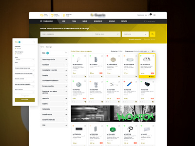 Electric Material Store - Product page banner card e commerce filters prices product product page products search bar shopping store ui ux web website