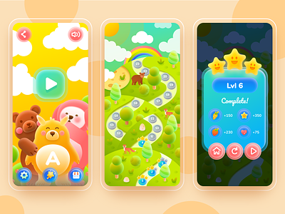Game User Interface Concept - GUI character cute design game game interface game maps gradient icon illustration kids kids illustration play button ui web