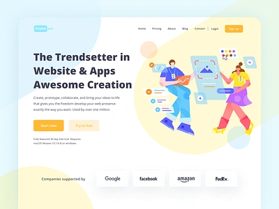 Website Building Platform - Framepro brainstorming character collaborate design develope flat illustraion landing page prototype teamwork web wireframing