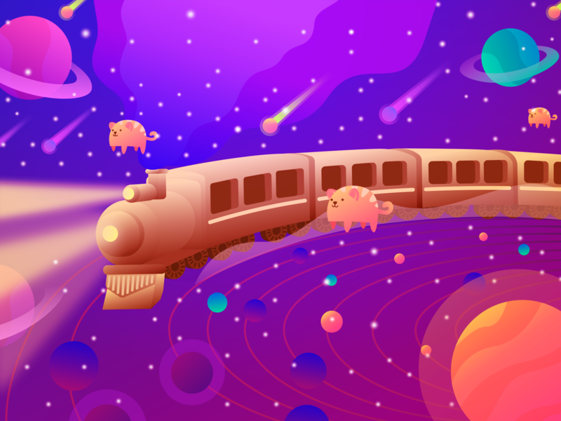 The Dream Train-Aumio Design Work character design gradient illustration