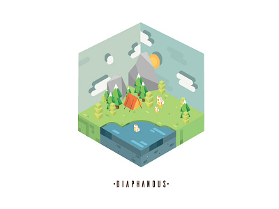 Diaphanous flatdesign illustration isometric vector