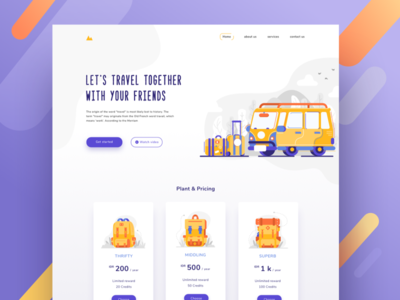 Travel homepage card color desktop gradient illustration landing page travel web