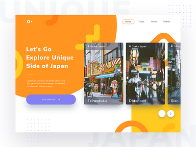 Explore Unique Side of Japan color desktop hero japan landing page travel web yellow