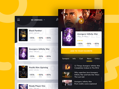 Mobile Ui Exploration android app avengers imdb ios mobile movie review ui yellow