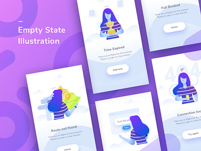 Empty States character design empty state gradient illustration shape ui ux
