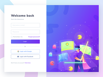 Register page character gradient illustration login page register ui virtualreality web