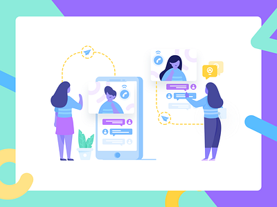 The Human Connection character communication connection design illustration landing page web