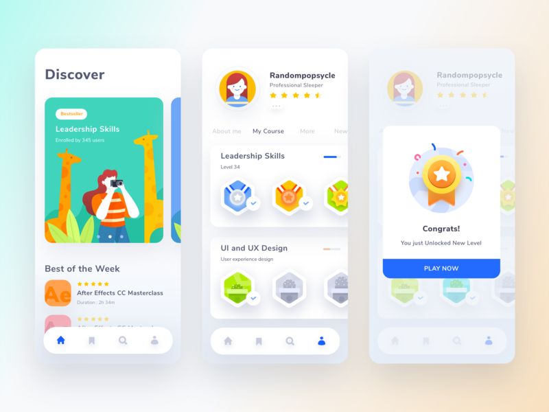 Course Mobile App by Randompopsycle for Paperpillar on Dribbble