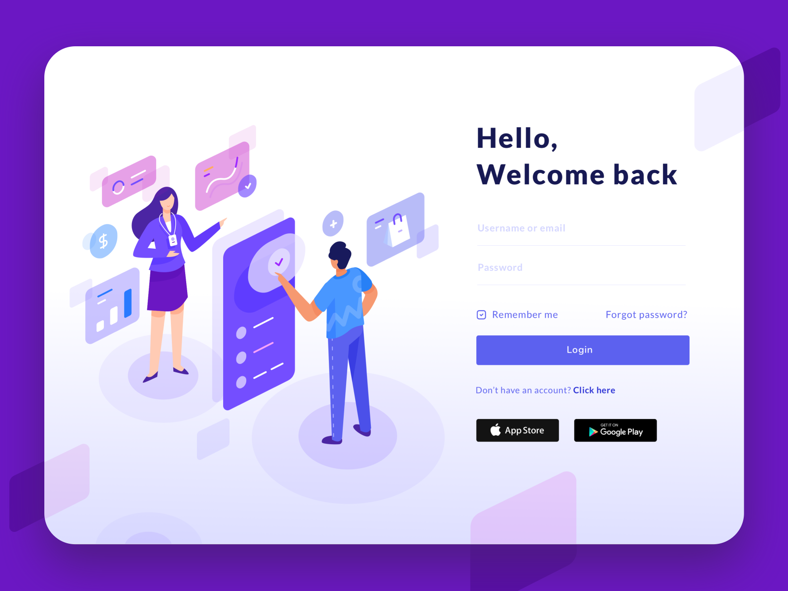 Login Page Illustration - Online Payment character design ecommerce flat illustration isometric login form login page money noansa online payment page payment purple ui web website