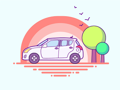 In love with the Swift car design illustration love respect simple sunrays swift trees