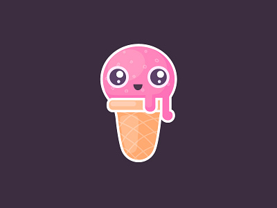 Ice cream awesome cartoons character cone cool cream cute eyes ice love pink softy